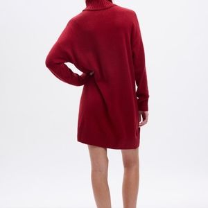 NEW: CashSoft Turtleneck Midi Oversized Sweater Dress Red Petite XS